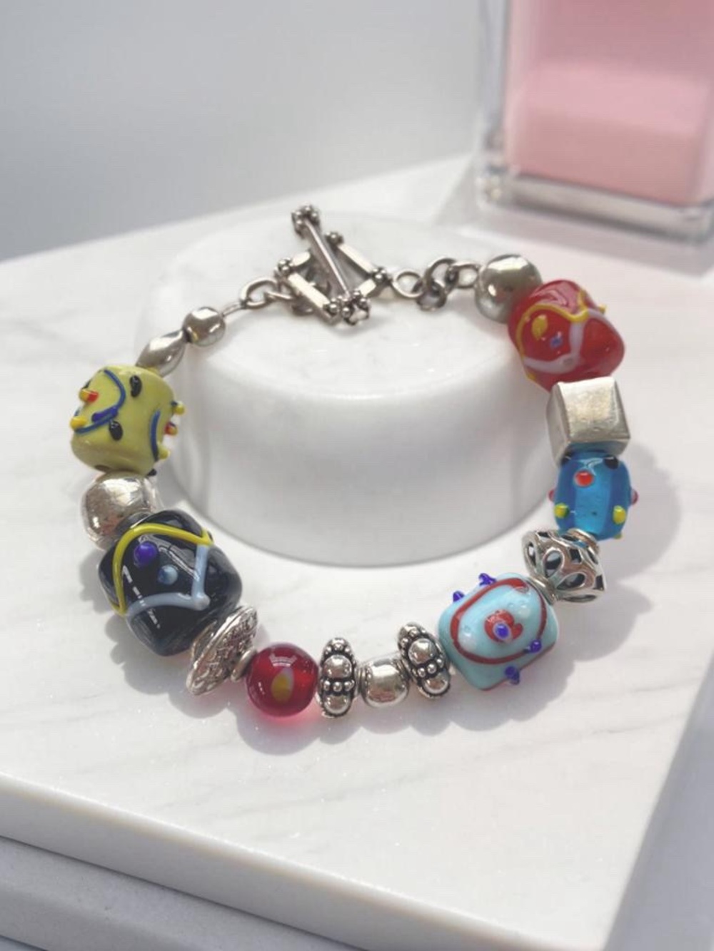 Silpada Colorful Glass Bead Bracelet with Sterling Silver Accents B0871